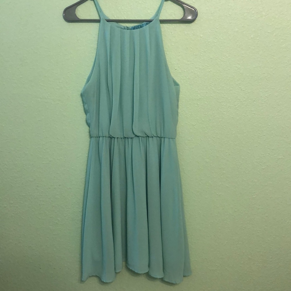 Teal pleated dress